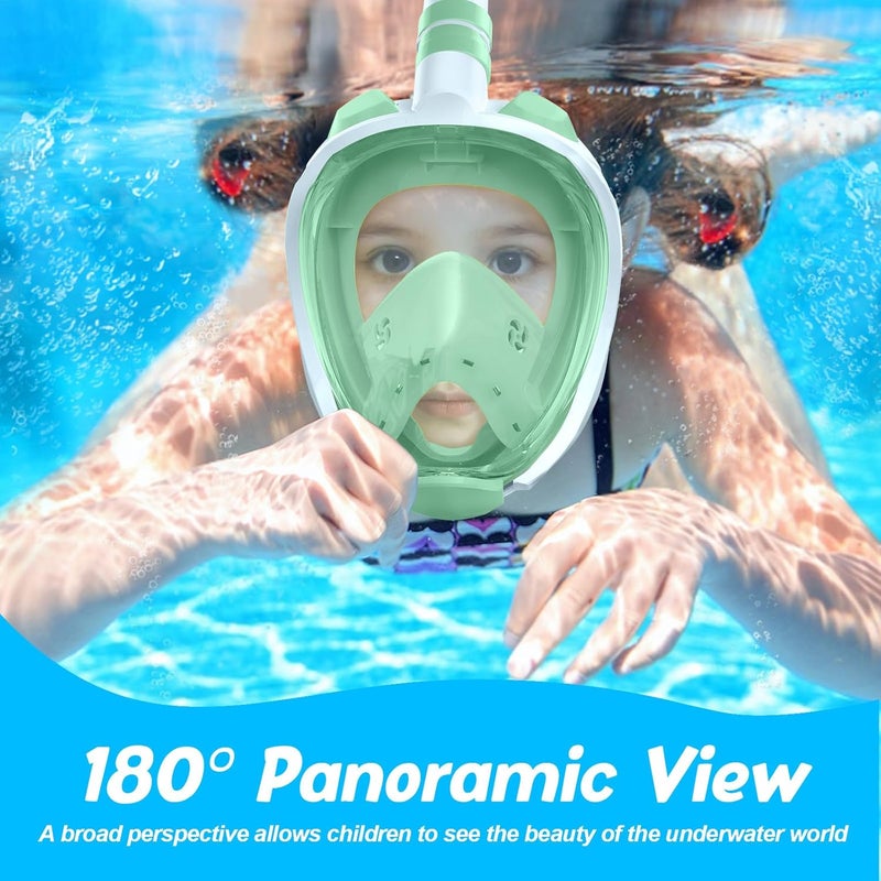 Greatever Snorkeling Gear for Kids，Ideal Gifts of Kids Snorkel Mask，Full Face Snorkel Mask Kids with Camera Mount，Safe Breathing for Enchanting Travel - Image 2